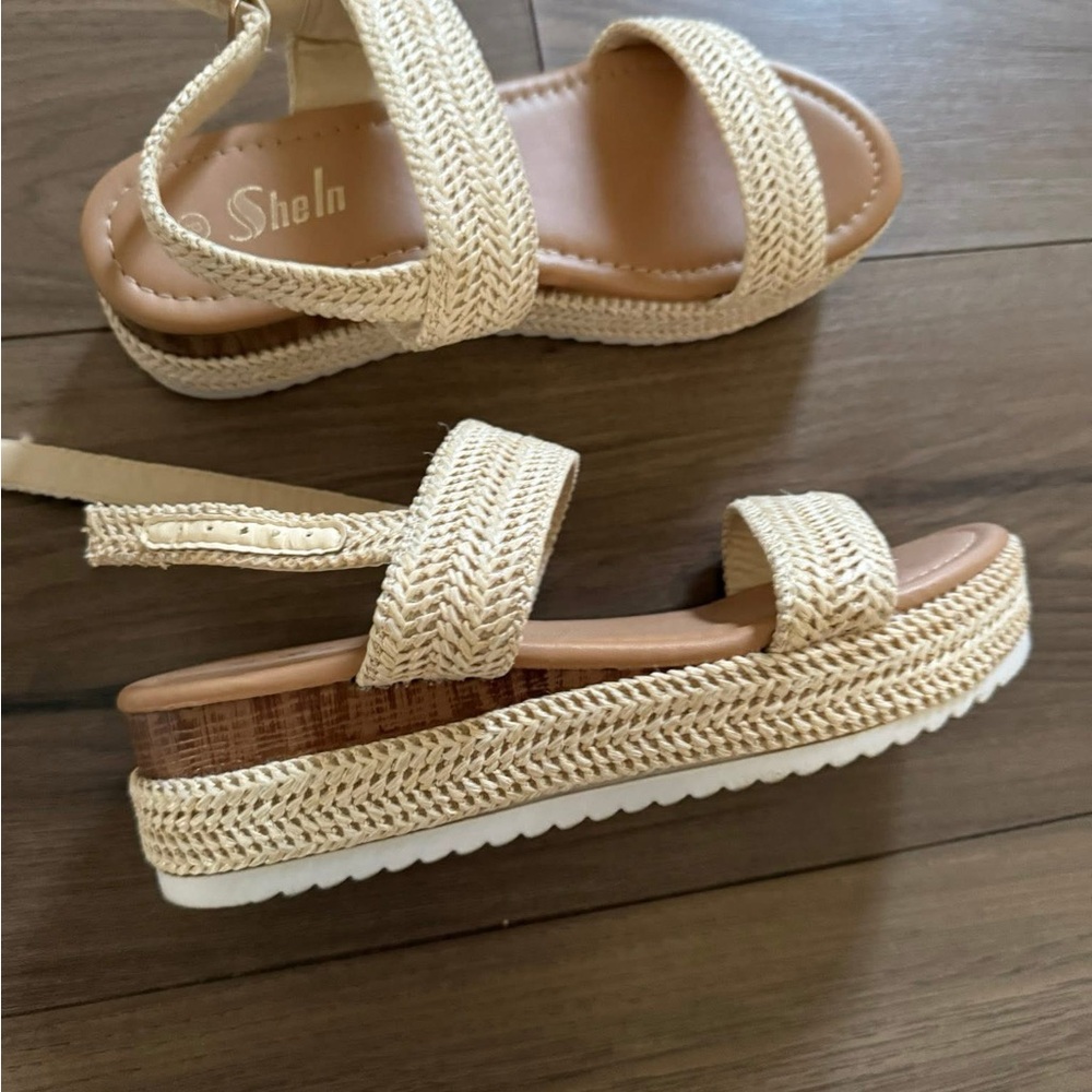 SheIn Women's Cream Platform Sandals